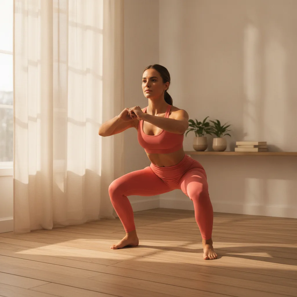 Woman training at home